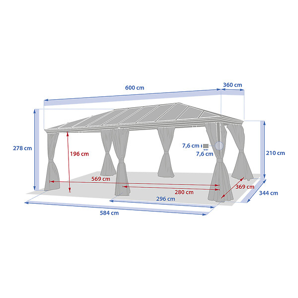 HESPERIDE - Pergola Belize en aluminium et polycarbonate 6 x 3,6 m - Hespéride - large