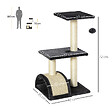 PAWHUT - Arbre à chat griffoir grattoir design jeu boule suspendue 2 plateformes peluche sisal naturel gris - vignette