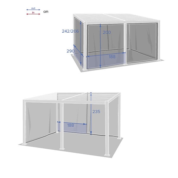 HESPERIDE - Moustiquaire pour pergola "Avila" graphite 4x3m en polyester - large