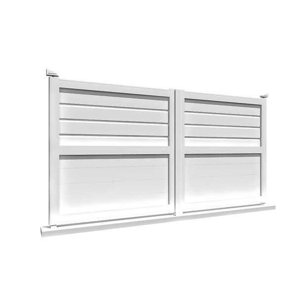 INTERSUN - Portail double battant motorisé mixte L 3000 x H 1745 mm - Blanc RAL 9010 - large