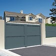 INTERSUN - Portail double battant motorisé plein L 3000 x H 1757 mm - Gris anthracite RAL 7016 - vignette