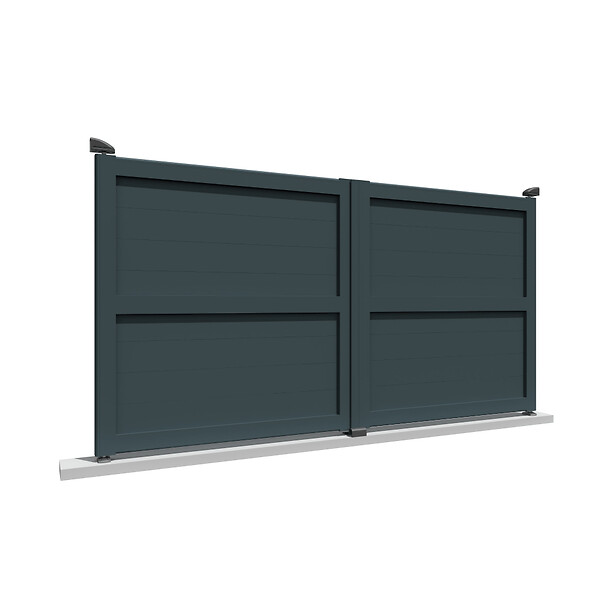 INTERSUN - Portail double battant motorisé plein L 3000 x H 1757 mm - Gris anthracite RAL 7016 - large