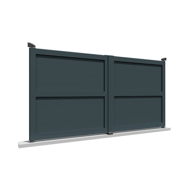 INTERSUN - Portail double battant motorisé plein L 3000 x H 1907 mm - Gris anthracite RAL 7016 - large