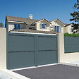INTERSUN - Portail double battant motorisé plein L 4000 x H 1606 mm - Gris anthracite RAL 7016 - vignette