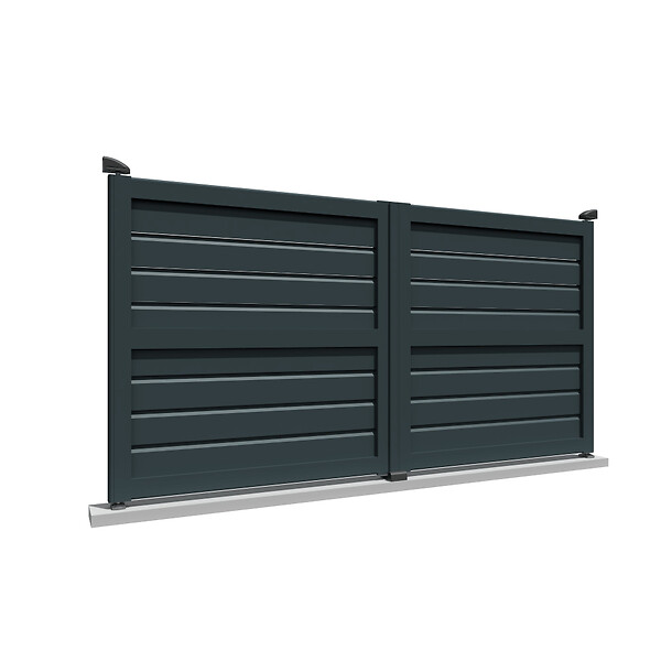 INTERSUN - Portail double battant motorisé brise-vue L 4000 x H 1730 mm - Gris anthracite RAL 7016 - large