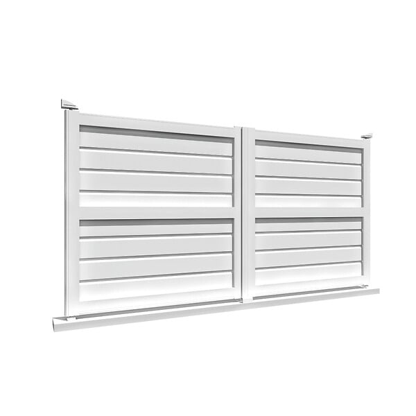 INTERSUN - Portail double battant motorisé brise-vue L 3500 x H 1880 mm - Blanc RAL 9010 - large