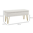 HOMCOM - Banquette coffre de rangement 2 en 1 design art déco - piètement épingle acier doré tissu crème - vignette