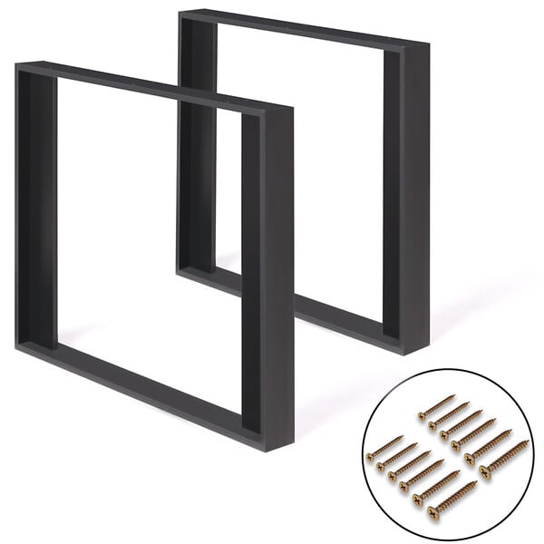 ID MARKET - Lot de 2 pieds de table carré PHOENIX noir 75 cm - large