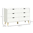 HOMCOM - Commode 6 tiroirs design scandinave piètement effilé incliné bois pin panneaux blanc - vignette