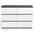 ID MARKET - Commode 6 tiroirs TOMI 110 cm bois gris et blanc - vignette