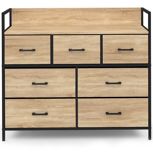 ID MARKET - Commode 7 tiroirs en tissu UTAH 100 cm meuble de rangement design industriel - large