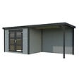 WHITE WOOD - Abri de jardin Olivia 1 en bois peint gris ép.19mm et pergola - White Wood - 12m² - vignette