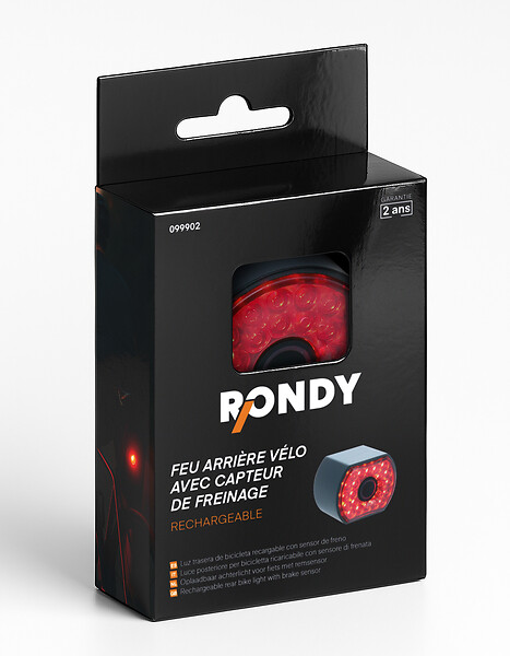 RONDY - Feux arrière de vélo à induction de frein - large