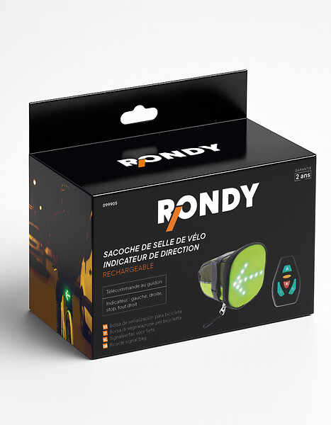 RONDY - Saccoche de selle à vélo à LED - large