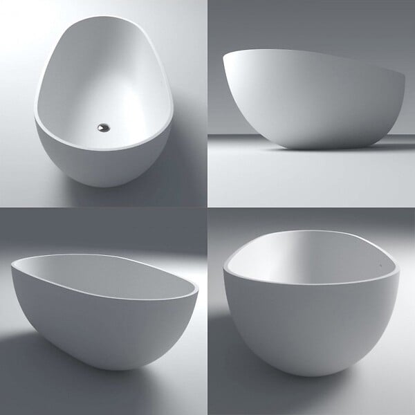 THALASSOR - COCOON 150 - Baignoire ilot en Solid Surface 150 x 78 x 55(h) cm - large
