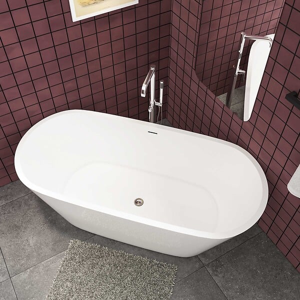 AICA SANITAIRE - Baignoire îlot oval  blanc en acrylique 170x80x58cm,Aica Sanitaire - large