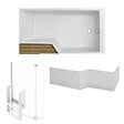 JACOB DELAFON - Pack baignoire bain douche antidérapante 170 x 90 Neo blanc mat - v.droite + pare bain chromé + tablier - vignette