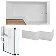 JACOB DELAFON - Pack baignoire bain douche antidérapante 170 x 90 Neo blanc mat - v.droite + pare bain noir mat + tablier - vignette