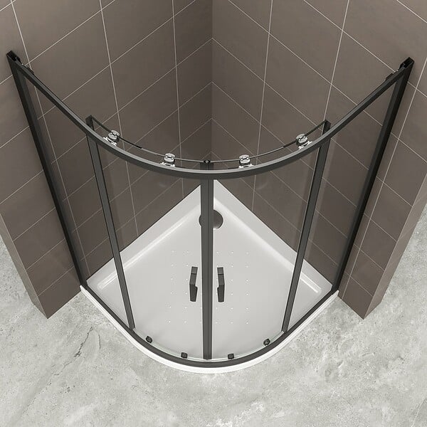 SANIVERRE - TIBYBLACK Cabine de douche 100x100 H190 cm 1/4 de cercle noir verre transparent 6 mm - large