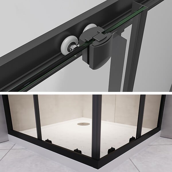 SANIVERRE - LANABLACK Cabine de douche 75x80 H190 cm transparent verre 6 mm porte coulissante - large