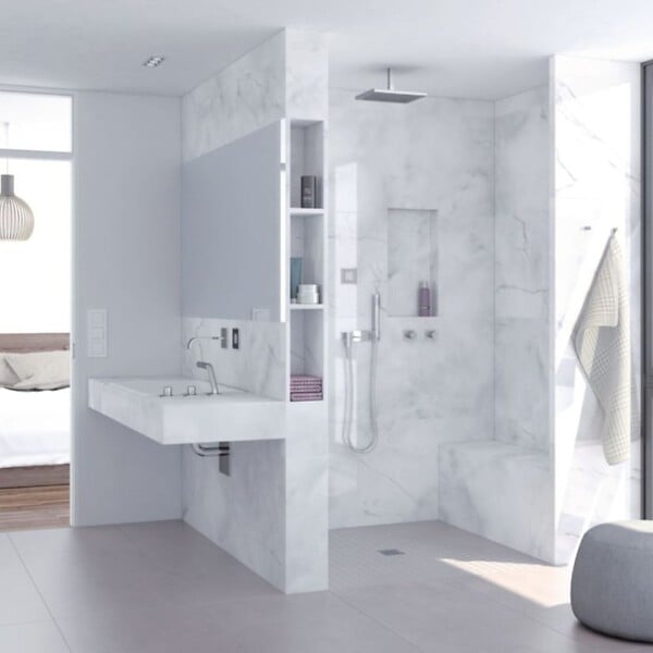WEDI - Receveur à carreler FUNDO PRIMO écoulement centré - Carré : 1200 x 1200 x 40 mm - large