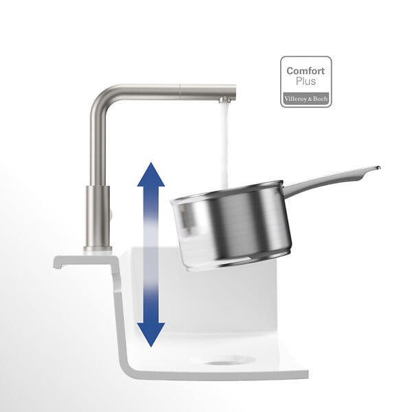 VILLEROY ET BOCH - Robinet cuisine  Steel Shower acier massif - large