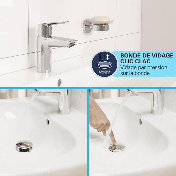 GROHE - Mitigeur Lavabo GROHE Quickfix - START  taille M - Noir Mat - large