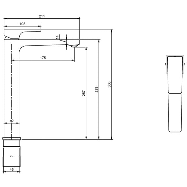 VILLEROY & BOCH - Villeroy & Boch Architectura Square Mitigeur Monocommande pour lavabo, Surélevée, Avec vidage, Noir Mat (TVW125002000K5) - large