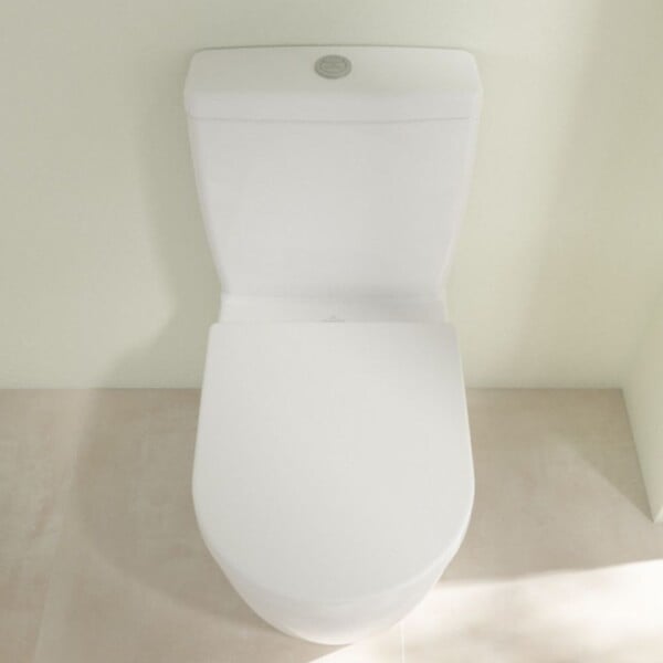 VILLEROY ET BOCH - WC à poser compact sans bride sortie horizontale  Avento avec abattant frein de chute + Nettoyant - large