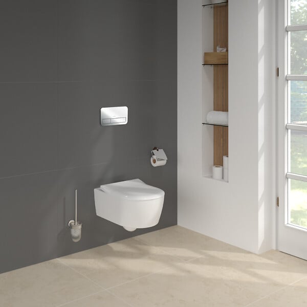 VILLEROY ET BOCH - Pack WC suspendu sans bride  Avento + Bâti support ViConnect Pro + abattant frein de chute + plaque chromée - large
