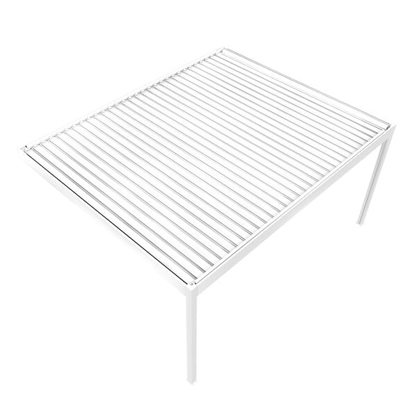 DAVID FERMETURES - Pergola bioclimatique Xenon II perpendiculaire (Vérin à Télécommande + LED 3 côtés - Blanc - 5,043 x 4,50m) - large