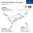 VILLEROY ET BOCH - Evier timbre d'office  Tradition 89,5 x 63 céramique vidage manuel blanc + Panier vaiselle - vignette