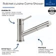 VILLEROY ET BOCH - Evier  Architectura 60 vidage auto + Robinet de cuisine Como Shower Acier Massif - vignette