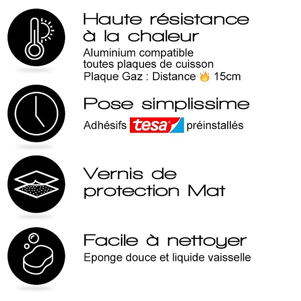 99DECO - Crédence cuisine en aluminium - floral noir et doré - 240x50 cm (en 2 bandeaux) - large