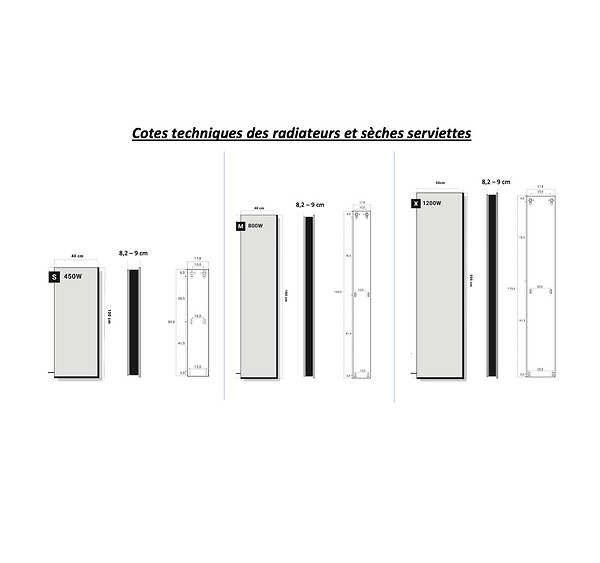 U-TILE - Radiateur électrique Monochrome - coloris creme - 1200 Watts - 200 x 50 cm vertical - large