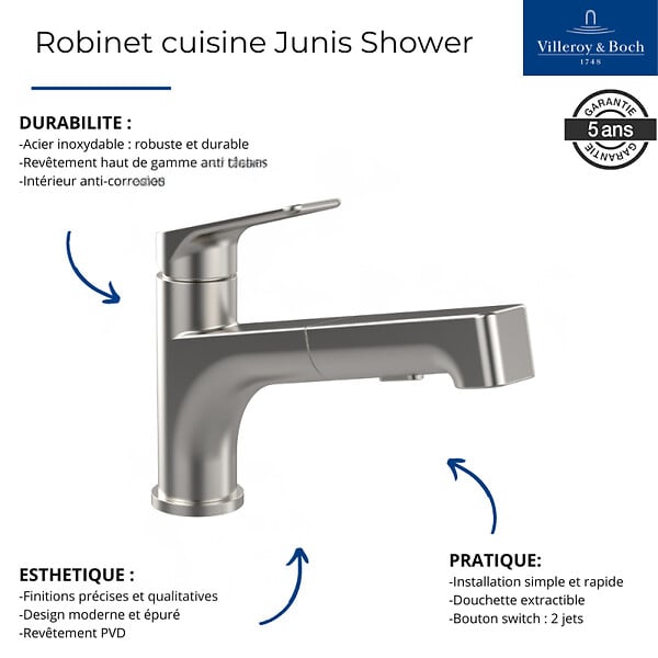 VILLEROY ET BOCH - Robinet cuisine  Junis Shower - large