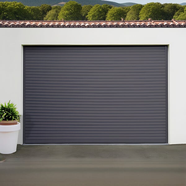 DAVID FERMETURES - Porte de Garage enroulable Aluminium (3000 x 2000 mm - Somfy - Kit Zone Privée - RAL7016 - Gris anthracite) - large