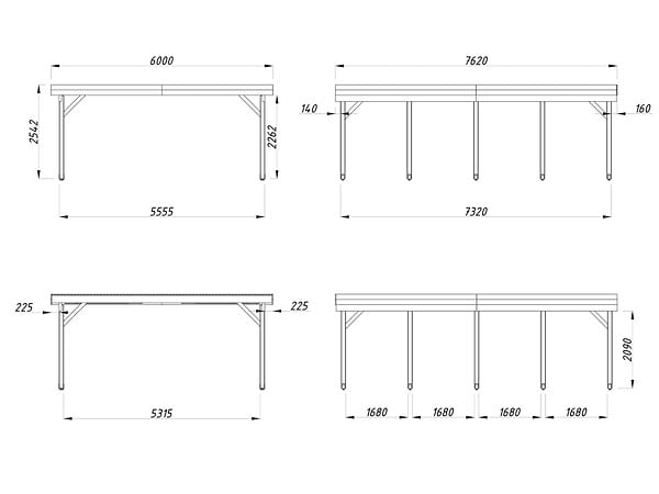 PALMAKO - Carport toit plat en bois Karl 2 voitures - Palmako - 46,6 m² - large