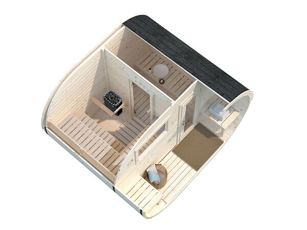 PALMAKO - Sauna extérieur rond en bois Anette 4 places avec poêle - Palmako - 12,1 m² - large
