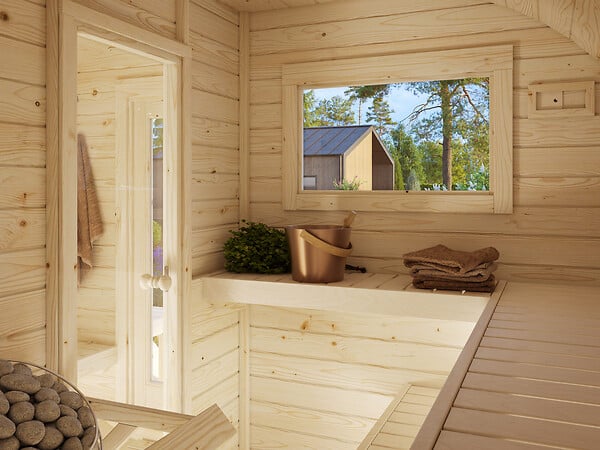 PALMAKO - Sauna extérieur rond en bois Anette 4 places avec poêle - Palmako - 12,1 m² - large