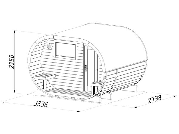 PALMAKO - Sauna extérieur rond en bois Anette 4 places avec poêle - Palmako - 12,1 m² - large