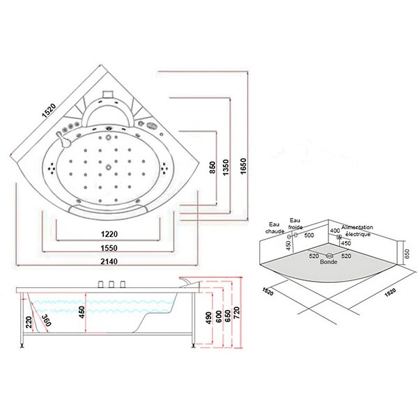 DISTRIBAIN - Baignoire balneo Seattle-S 26 jets Whirlpool - large
