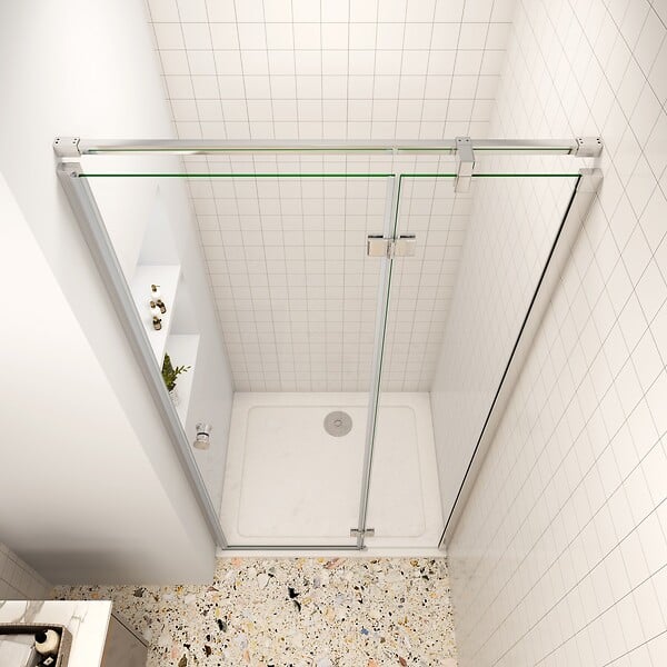 AICA SANITAIRE - AICA Porte de douche pivotante 100x195cm en 6mm verre de sécurité anticalcaire avec barre de fixation - large