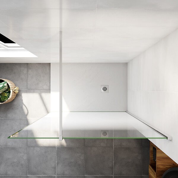 AICA SANITAIRE - AICA paroi de douche à l'italienne 140x200cm Modèle Brume, avec barre de stabilisation 90cm en carré Paroi latérale fixe en 8mm verre de sécurité - large