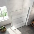 AICA SANITAIRE - AICA paroi de douche à l'italienne 140x190cm en 6mm verre avec bandes horizontales sérigraphiées, paroi latérale fixe sans receveur de douche - vignette