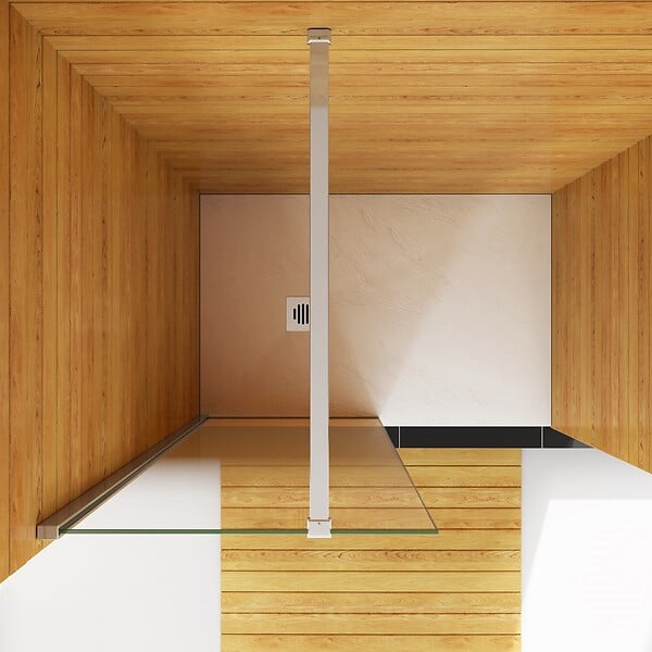 AICA SANITAIRE - AICA paroi de douche à l'italienne 50x200cm Modèle Brume, avec barre de stabilisation 90cm Paroi latérale fixe en 8mm verre de sécurité - large