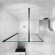 AICA SANITAIRE - AICA paroi de douche noire 100x200cm paroi de douche à l'italienne en 8mm verre anticalcaire avec barre de stabilisation 140cm - vignette