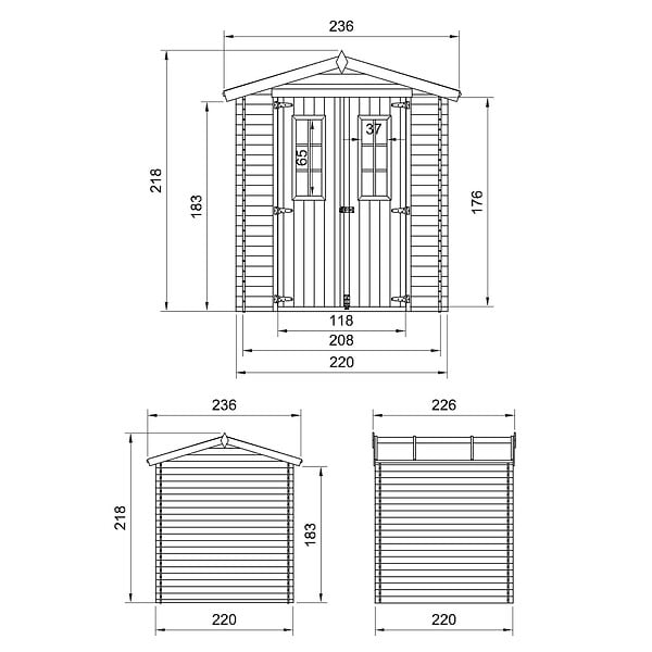 TIMBELA - Abri de jardin en bois - Stockage extérieur I236xL226xH218 cm/ 4.33 m2 - M369C - large