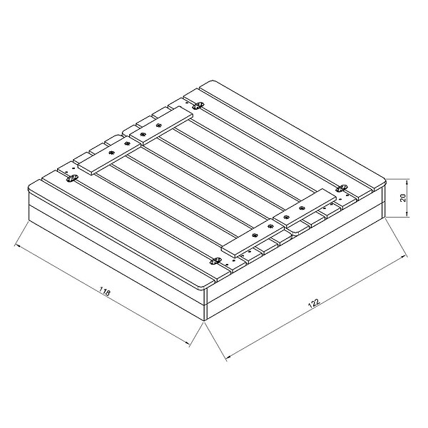 TIMBELA - Bac à sable en bois avec couvercle et banc rabattables - 118 x 122 x H20 cm - Timbela M051-1 - large