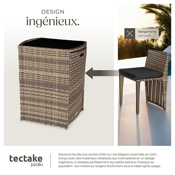 TECTAKE - Salon de jardin HAMBOURG 2 places en aluminium marron naturel - large